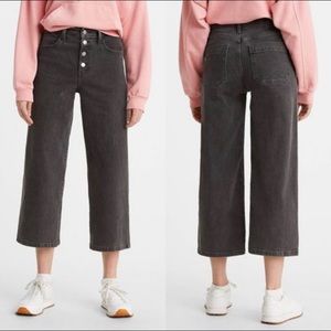 Levi’s Mile High Cropped Wide Leg High Rise Jeans Black Wash W31 NWT size 31